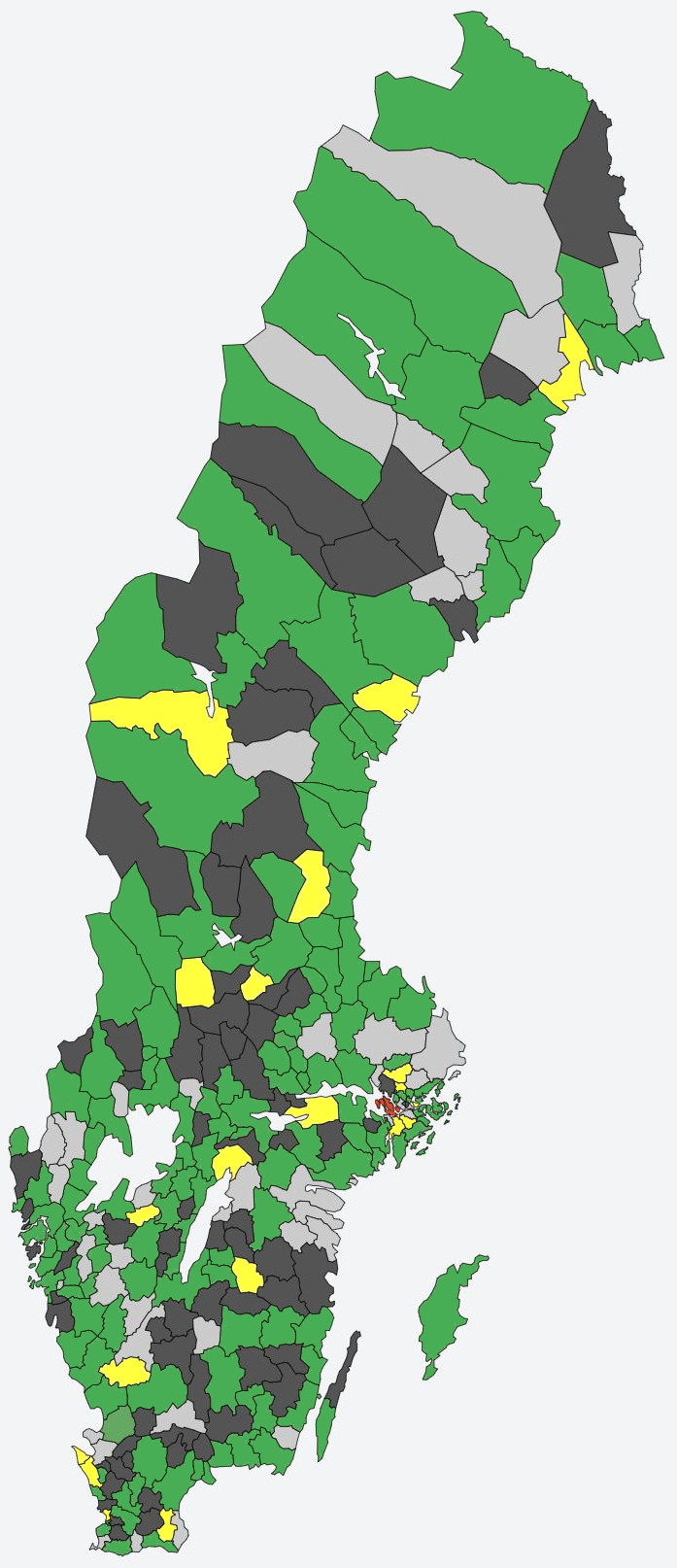 Karta över kommunernas svar i undersökningen